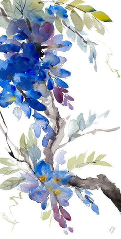 Peaceful Wisteria Black Ornate Wood Framed Art Print with Double Matting by Loreth, Lanie