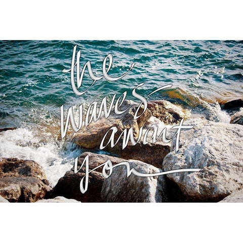 Wave Crashes Black Modern Wood Framed Art Print with Double Matting by Wilson, Kali