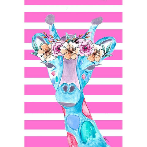 Funky Giraffe White Modern Wood Framed Art Print by Wilson, Kali