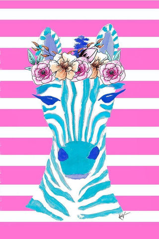 Funky Zebra White Modern Wood Framed Art Print with Double Matting by Wilson, Kali