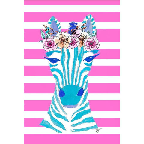 Funky Zebra Black Modern Wood Framed Art Print with Double Matting by Wilson, Kali