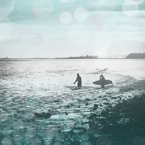 Pacific Surfer Black Ornate Wood Framed Art Print with Double Matting by Wilson, Kali