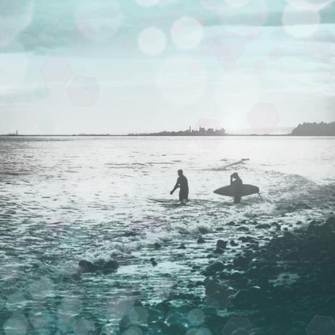 Pacific Surfer Black Modern Wood Framed Art Print by Wilson, Kali