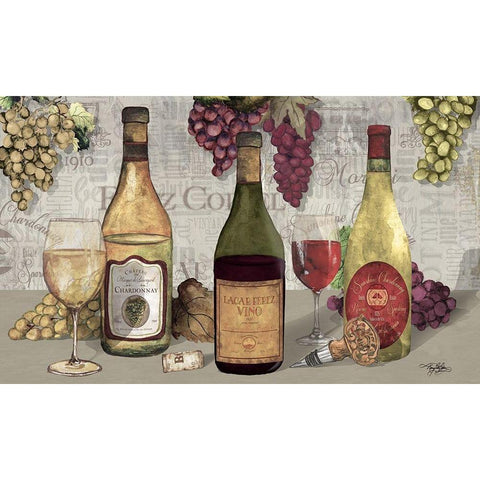 Uncork Wine Trio II White Modern Wood Framed Art Print by Baker, Mary Beth