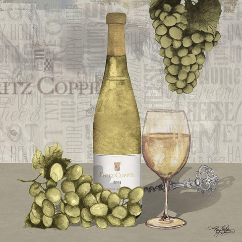 Uncork Wine and Grapes II Black Ornate Wood Framed Art Print with Double Matting by Baker, Mary Beth