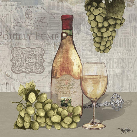 Wine and Grapes II White Modern Wood Framed Art Print by Baker, Mary Beth