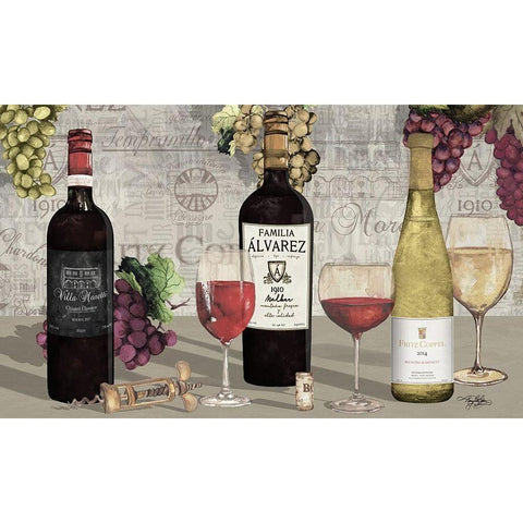 Uncork Wine Trio I White Modern Wood Framed Art Print by Baker, Mary Beth