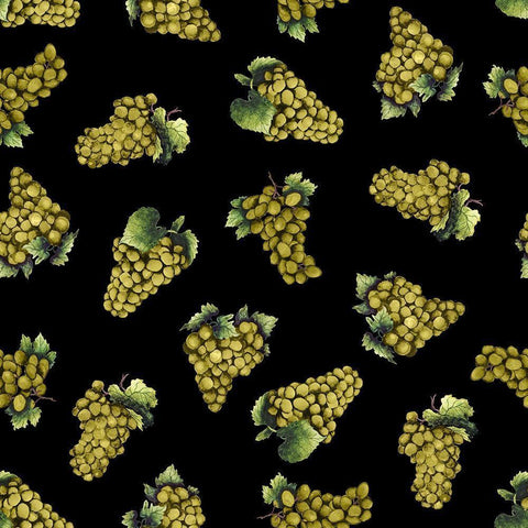 Wine Grapes Pattern B Gold Ornate Wood Framed Art Print with Double Matting by Baker, Mary Beth