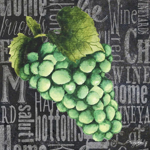 Wine Grapes II Black Ornate Wood Framed Art Print with Double Matting by Baker, Mary Beth