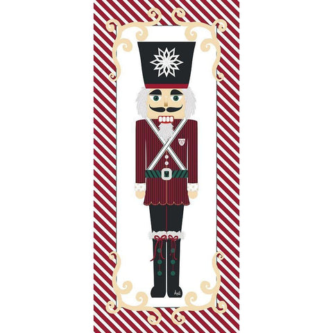 Nutcracker On Red Stripe I Black Modern Wood Framed Art Print with Double Matting by Metz, Andi