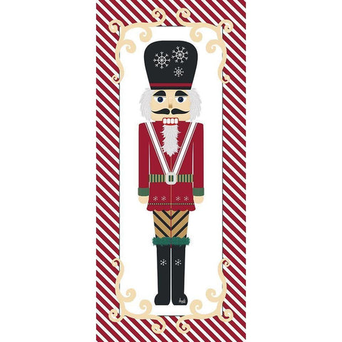 Nutcracker On Red Stripe II Black Modern Wood Framed Art Print with Double Matting by Metz, Andi