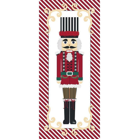 Nutcracker On Red Stripe III Black Modern Wood Framed Art Print by Metz, Andi