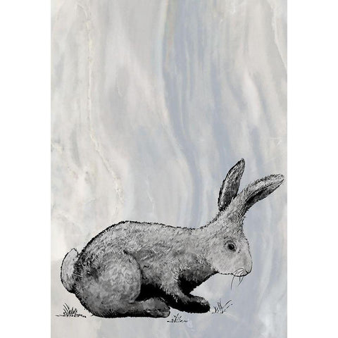 Bunny on Marble IV Black Modern Wood Framed Art Print by Diannart