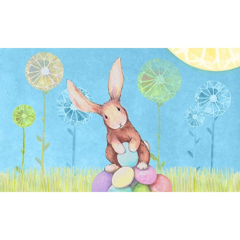 Easter Bunny Gold Ornate Wood Framed Art Print with Double Matting by Diannart
