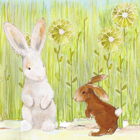 The Bunnies II White Modern Wood Framed Art Print with Double Matting by Diannart