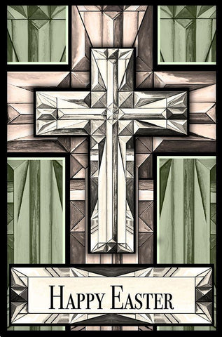 Easter Greetings Cross Black Ornate Wood Framed Art Print with Double Matting by Diannart