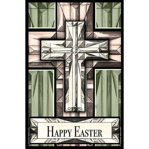 Easter Greetings Cross White Modern Wood Framed Art Print by Diannart