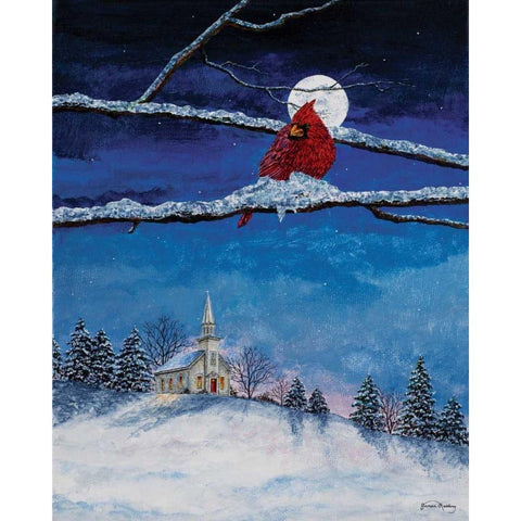 Little White Church On Hill Black Modern Wood Framed Art Print by Redding, James