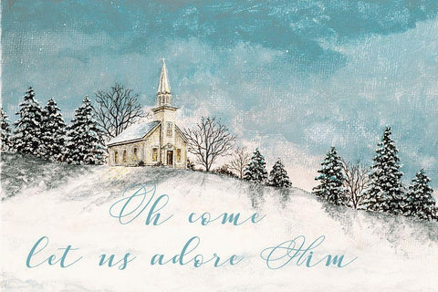 Let Us Adore Him Black Ornate Wood Framed Art Print with Double Matting by Redding, James