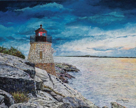 Castle Bay Light White Modern Wood Framed Art Print with Double Matting by Redding, James