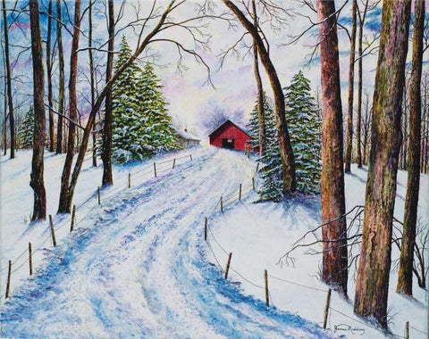 Winters Glow Black Ornate Wood Framed Art Print with Double Matting by Redding, James