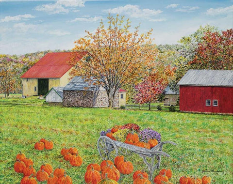 Autumns Colors Black Ornate Wood Framed Art Print with Double Matting by Redding, James