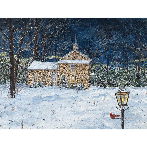 Stone House Gold Ornate Wood Framed Art Print with Double Matting by Redding, James