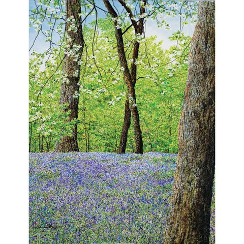 Blue Bells Black Modern Wood Framed Art Print by Redding, James