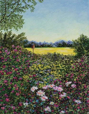 Along The Meadows Edge Black Ornate Wood Framed Art Print with Double Matting by Redding, James