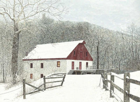 Grist Mill Black Ornate Wood Framed Art Print with Double Matting by Redding, James