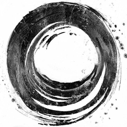 Black Circle II White Modern Wood Framed Art Print with Double Matting by Pinto, Patricia