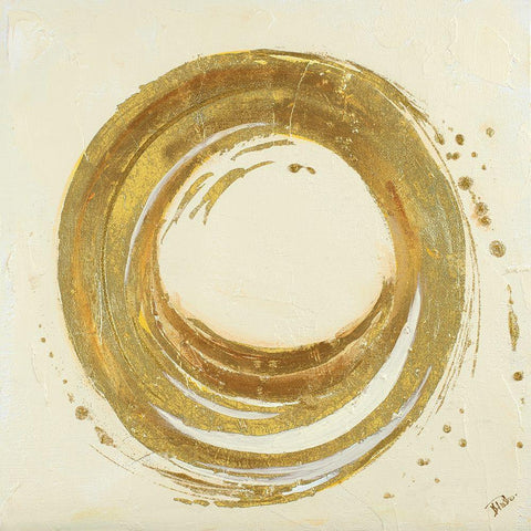 Gold Circle White Modern Wood Framed Art Print with Double Matting by Pinto, Patricia