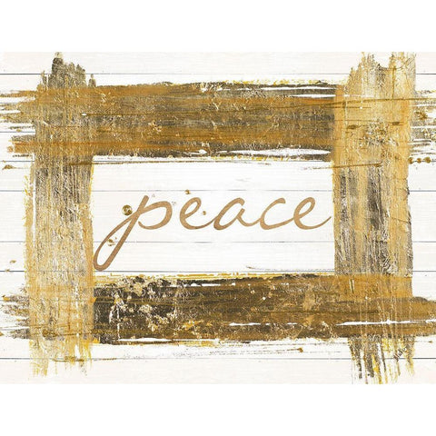 Gold Peace Black Modern Wood Framed Art Print with Double Matting by Pinto, Patricia