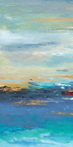 Sea Mystery Panel I White Modern Wood Framed Art Print with Double Matting by Pinto, Patricia