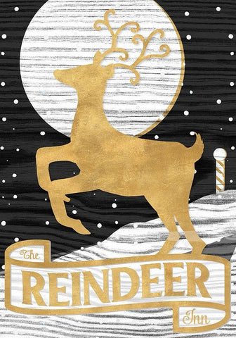 Winter Lodge Sign II Black Ornate Wood Framed Art Print with Double Matting by Metz, Andi