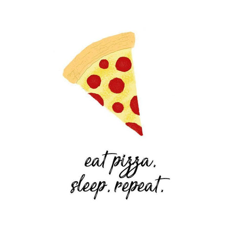 Eat Pizza, Sleep, Repeat Black Modern Wood Framed Art Print with Double Matting by Edwins, Hugo