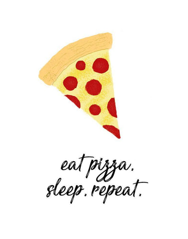 Eat Pizza, Sleep, Repeat Black Ornate Wood Framed Art Print with Double Matting by Edwins, Hugo