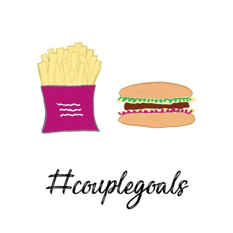 Hashtag Couplegoals White Modern Wood Framed Art Print by Edwins, Hugo