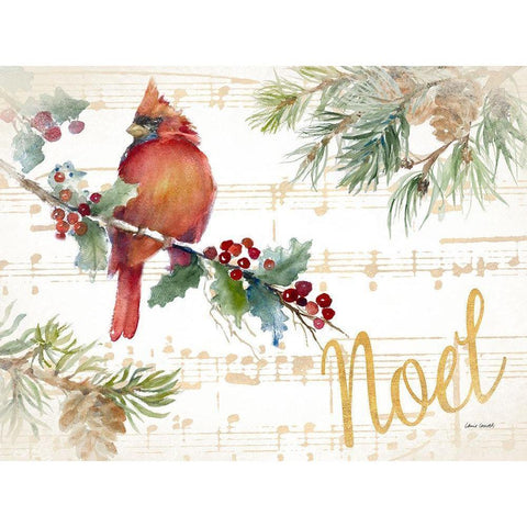 Holiday Cardinal II Gold Ornate Wood Framed Art Print with Double Matting by Loreth, Lanie