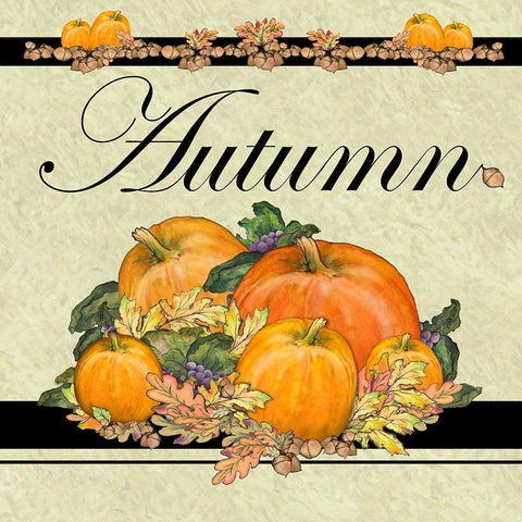 Autumn Pumpkins Gold Ornate Wood Framed Art Print with Double Matting by Diannart