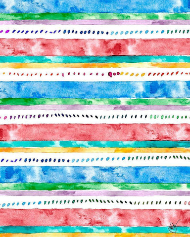 Colorful Bands II White Modern Wood Framed Art Print with Double Matting by James, Nola