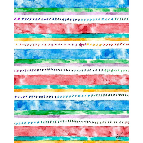 Colorful Bands II White Modern Wood Framed Art Print by James, Nola