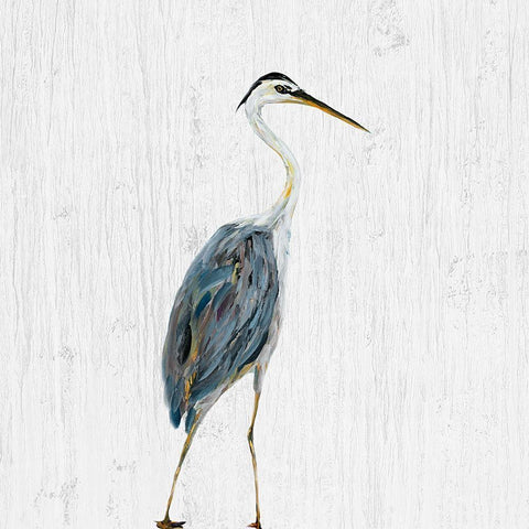 Heron on Whitewash II White Modern Wood Framed Art Print with Double Matting by DeRice, Julie