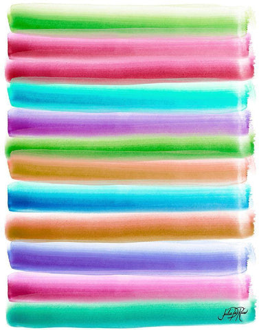 Colorful Stripes Pattern I White Modern Wood Framed Art Print with Double Matting by DeRice, Julie