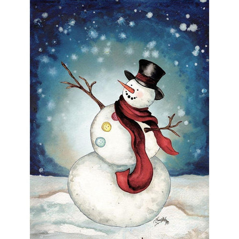 Snowman Cheers II Black Modern Wood Framed Art Print with Double Matting by Medley, Elizabeth