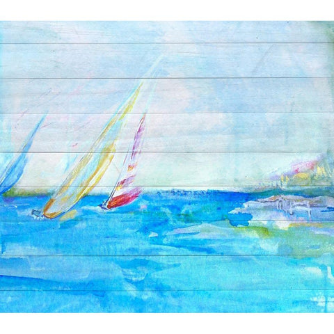 Coastal Sailboats Black Modern Wood Framed Art Print by Diannart