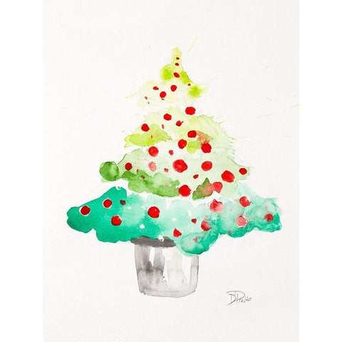 Festive Tree Black Modern Wood Framed Art Print by Pinto, Patricia