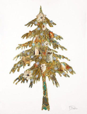 Retro Tree White Modern Wood Framed Art Print with Double Matting by Pinto, Patricia