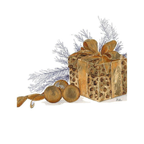 Present with Dots Gold Ornate Wood Framed Art Print with Double Matting by Pinto, Patricia