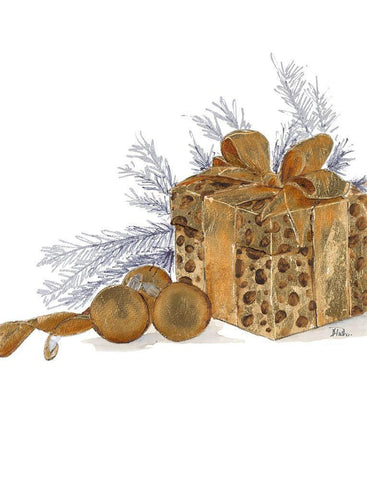 Present with Dots Black Ornate Wood Framed Art Print with Double Matting by Pinto, Patricia